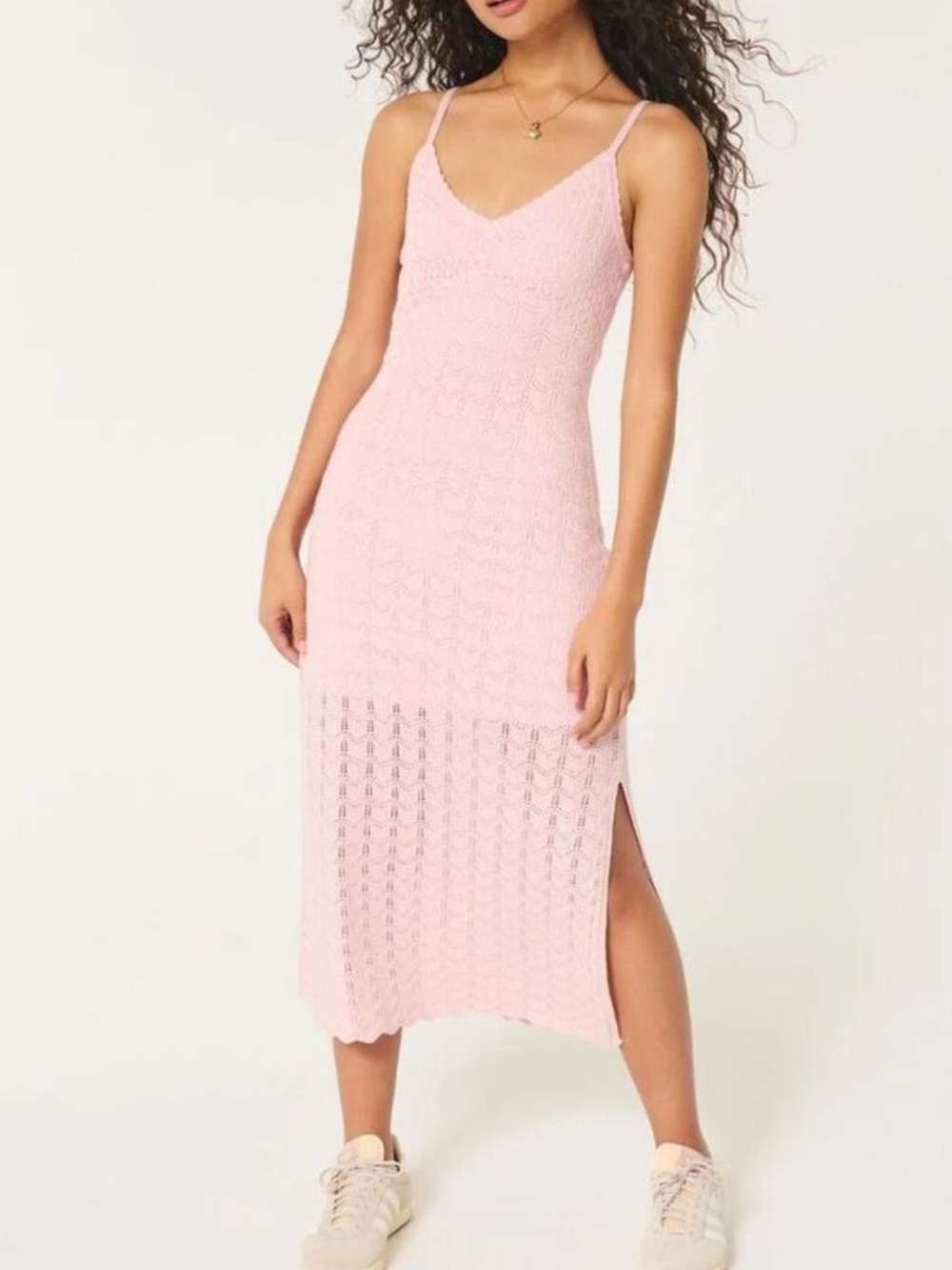 Hollister Blush Pink Crochet Slip Dress - Picture 3 of 4
